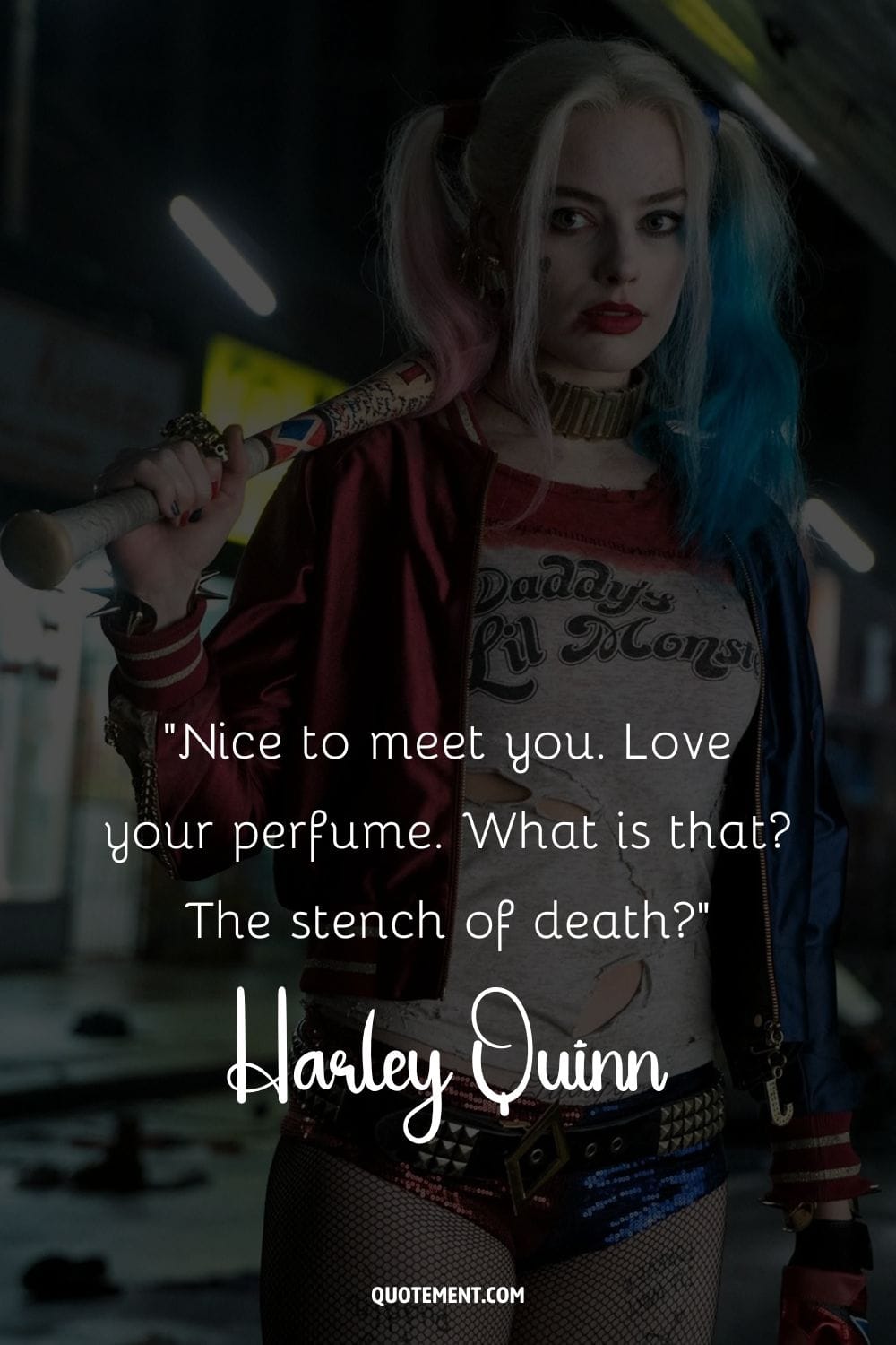 Gotham's craziest criminal, Harley Quinn, representing the best Harley Quinn quote.