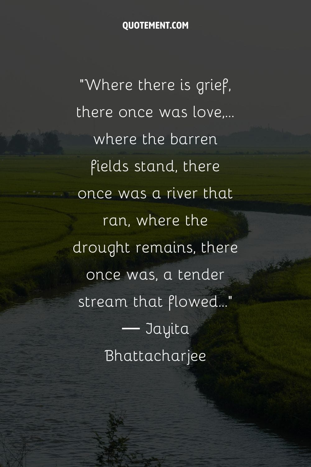 Idyllic river oasis in a green embrace representing river quote