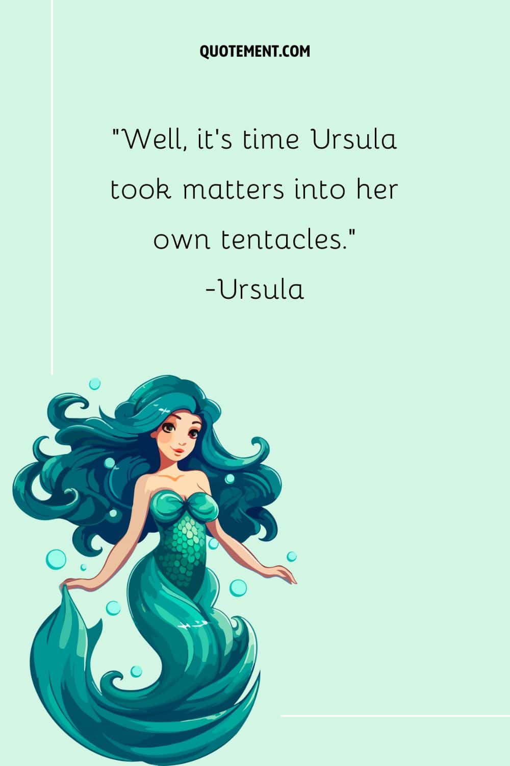 Illustration of a blue-haired mermaid representing Ursula quote.