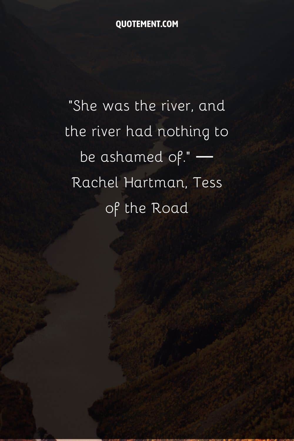 Majestic mountains embrace a winding river representing quote for river