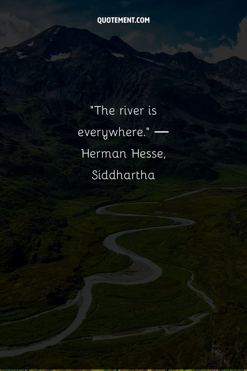 Majestic river embraced by towering mountains representing river nature quote