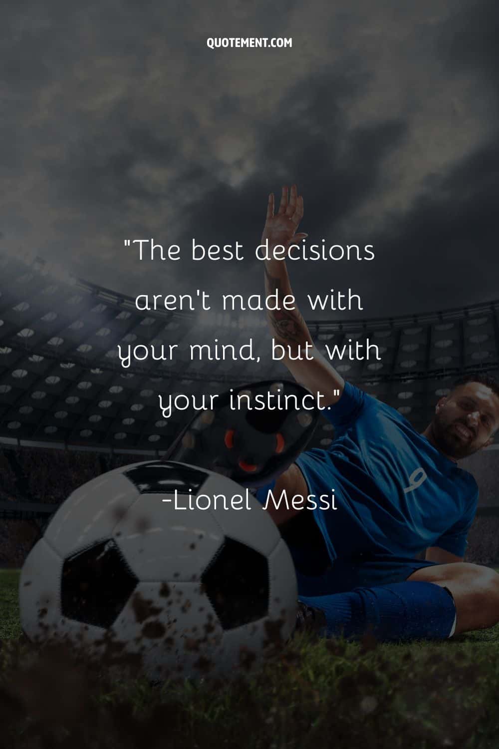 Male footballer's skillful slide in focus representing soccer inspiration quote