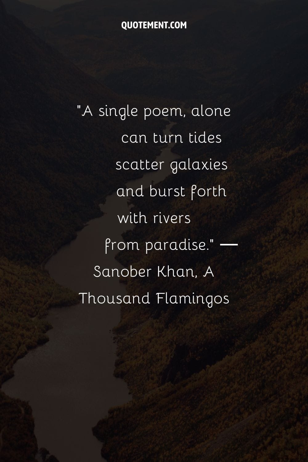 Nature's grandeur river framed by peaks representing slogan on river