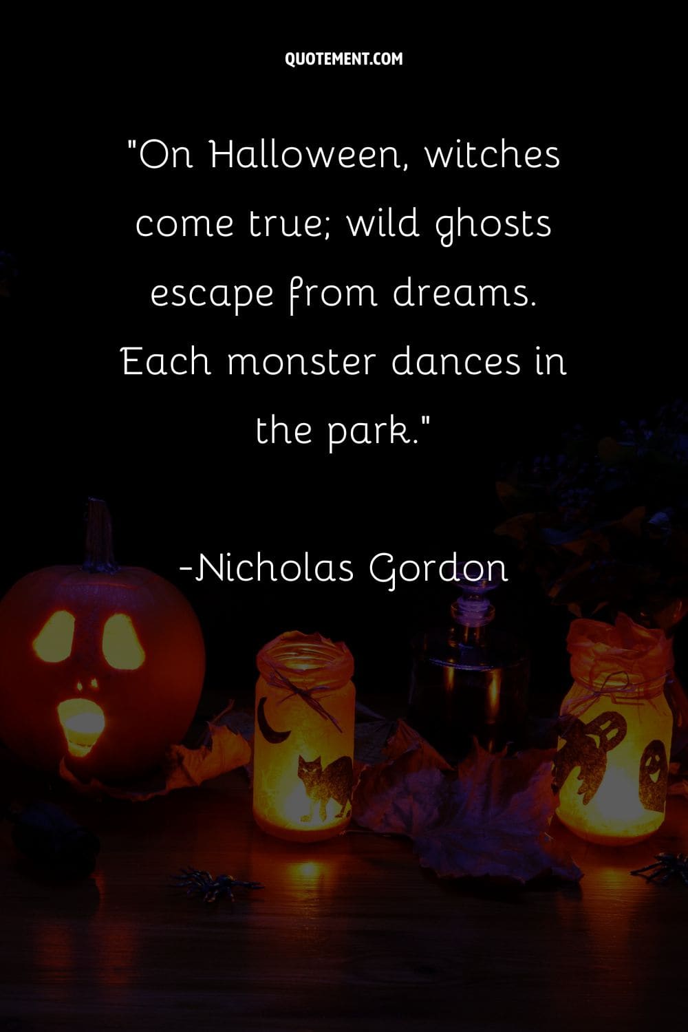 On Halloween, witches come true; wild ghosts escape from dreams. Each monster dances in the park