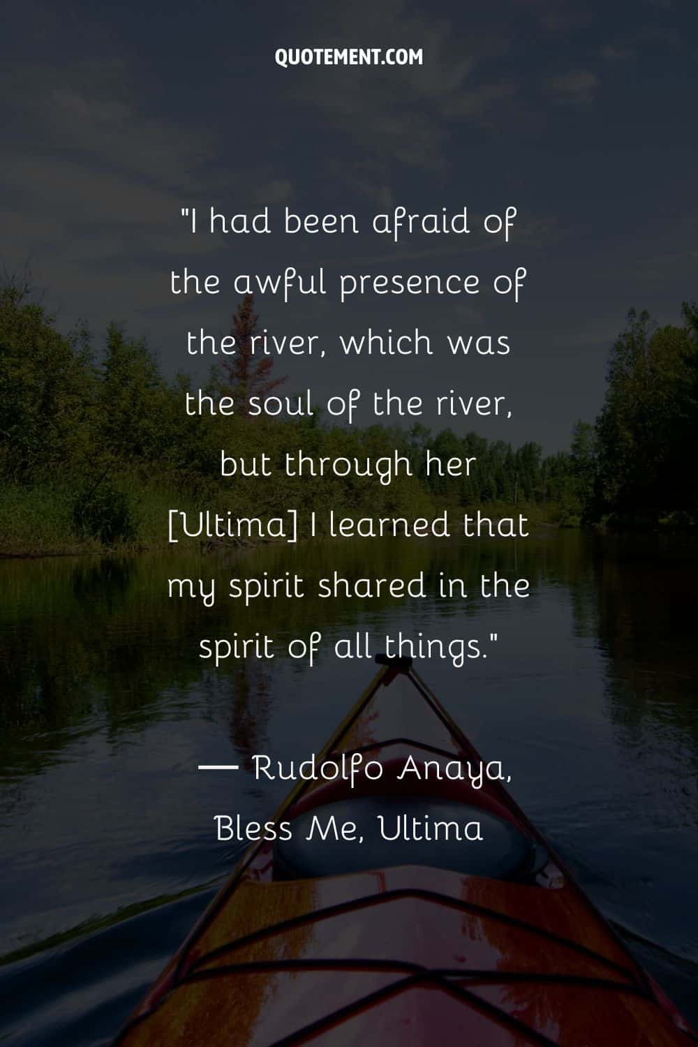 Solo canoe adventure on a serene river representing inspirational river quote