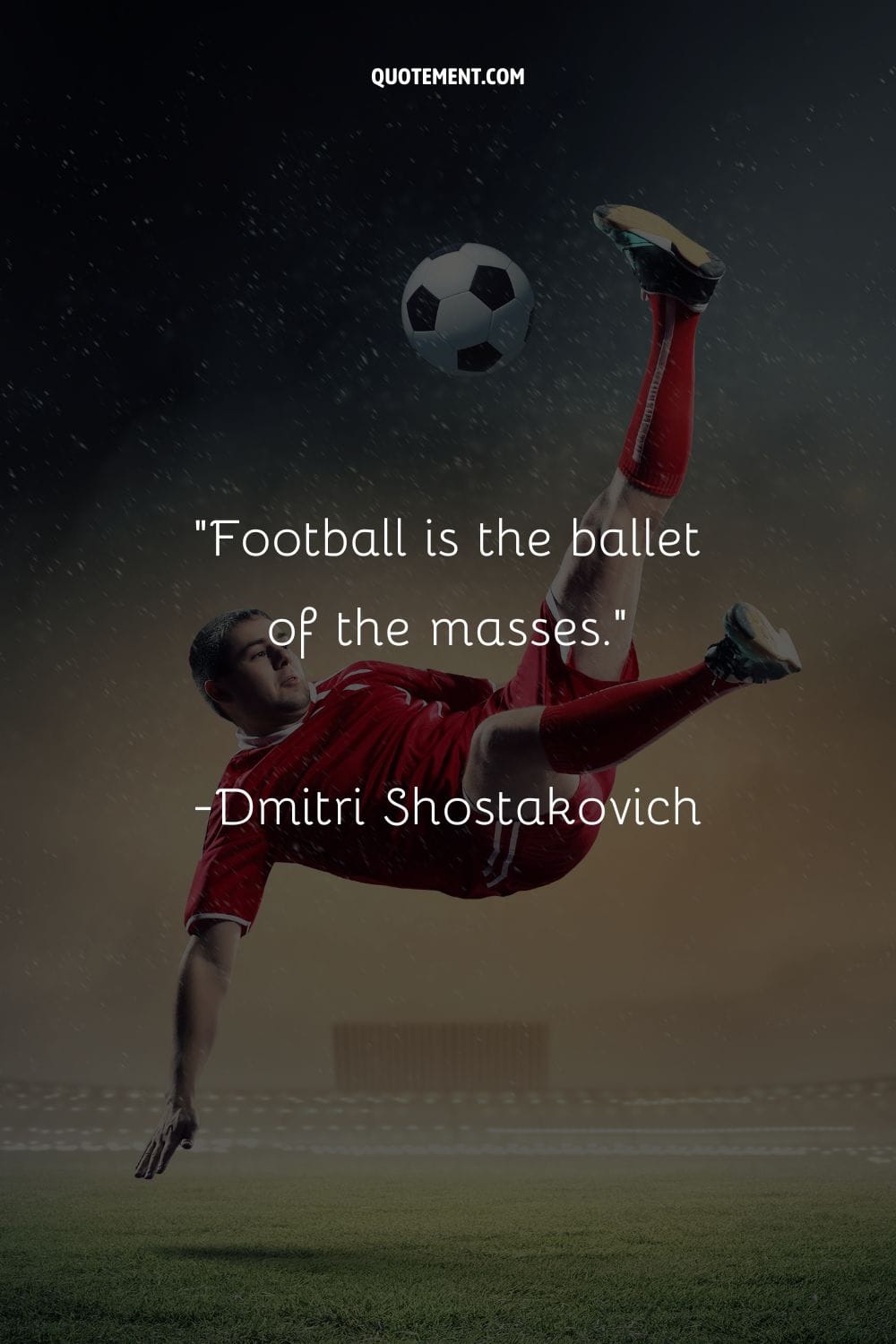 Spectacular bicycle kick under the spotlight representing famous soccer quote