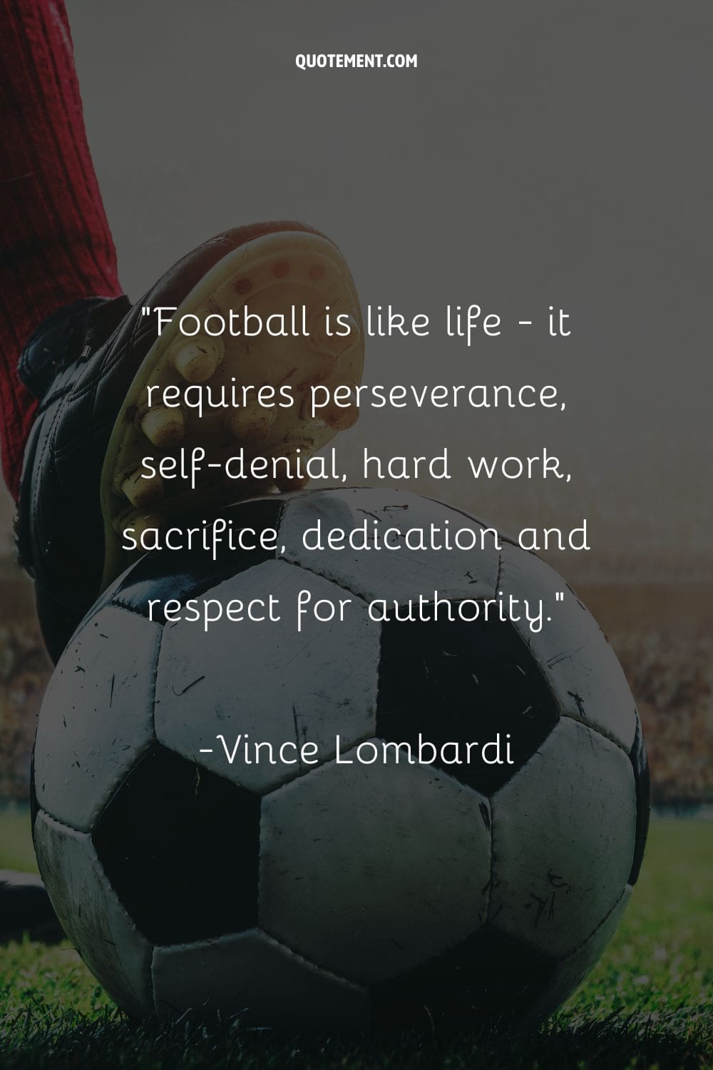 a soccer player's foot against the ball representing best soccer quote