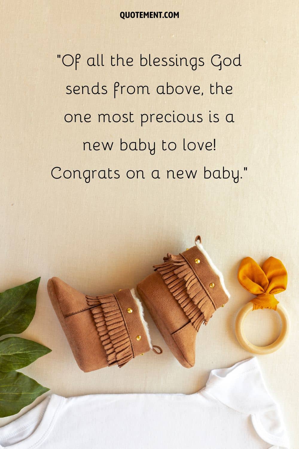 baby boots and bodysuit representing the best congratulations on pregnancy message