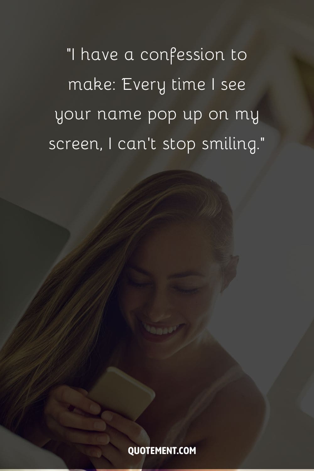 blonde girl smiling while looking at her phone representing top flirty text for him
