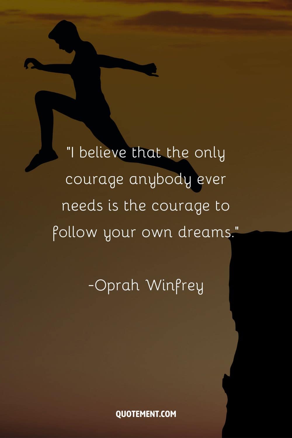 darkened figure diving from a cliff representing the best quote about courage
