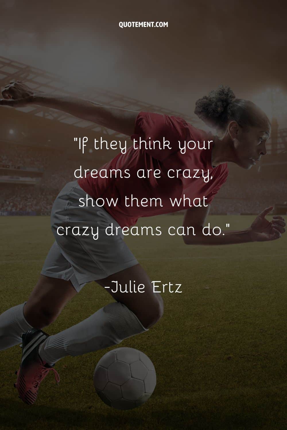 girl footballer's grace and control in focus representing positive soccer quote