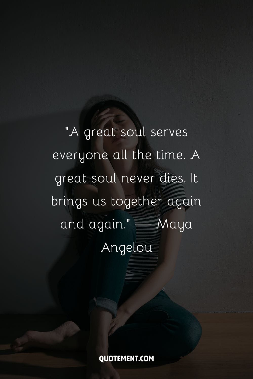 girl sitting on the floor with her hands on her forehead in distress representing a beautiful condolence quote