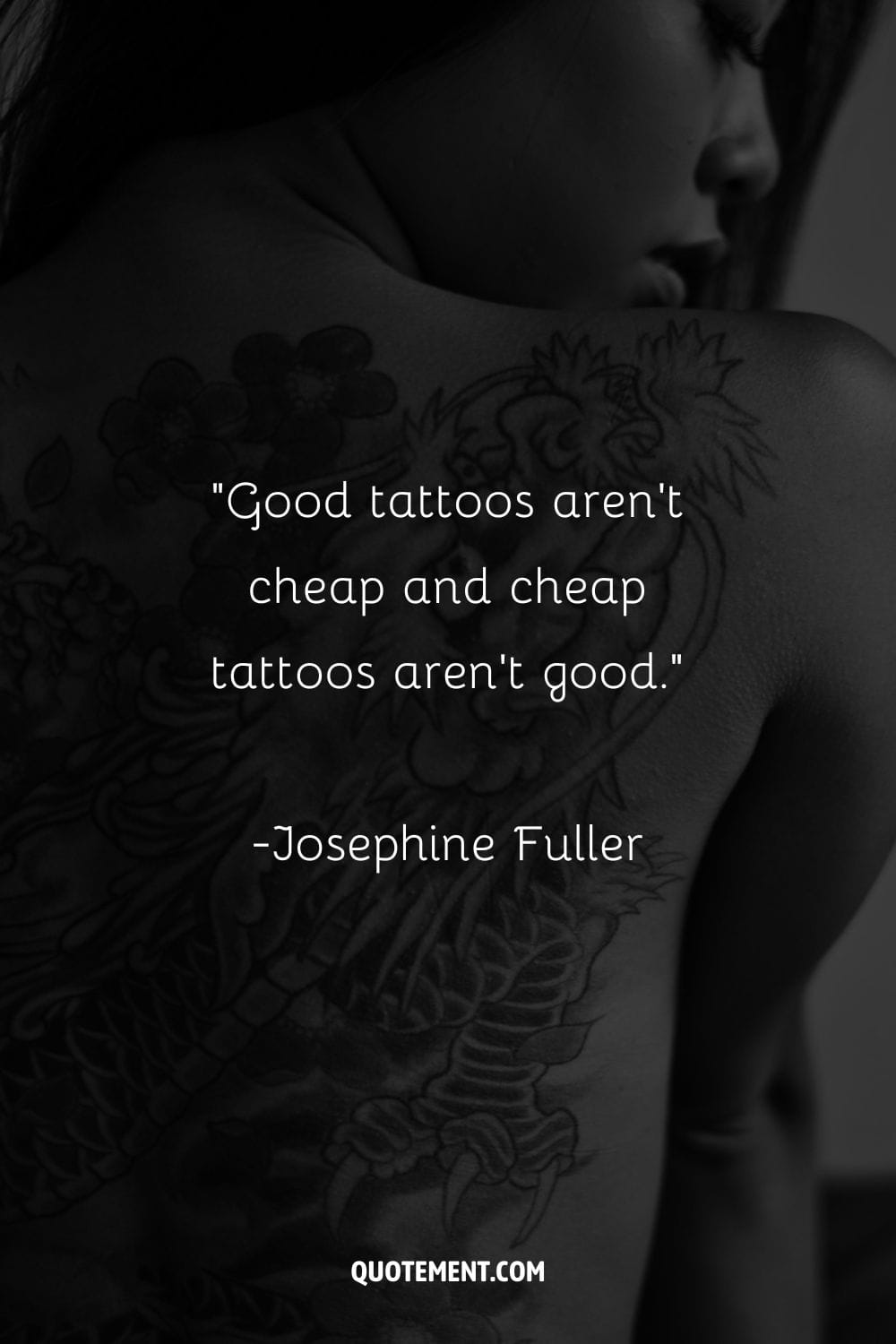 intricate tattoos adorn a black woman's back