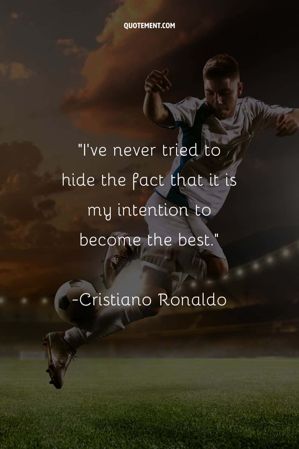 soccer player under reflectors representing confidence soccer quote