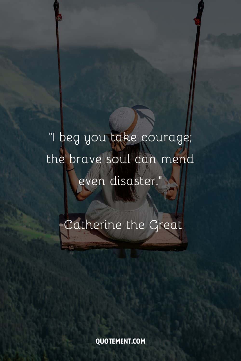 young woman perched on a mountaintop swing
