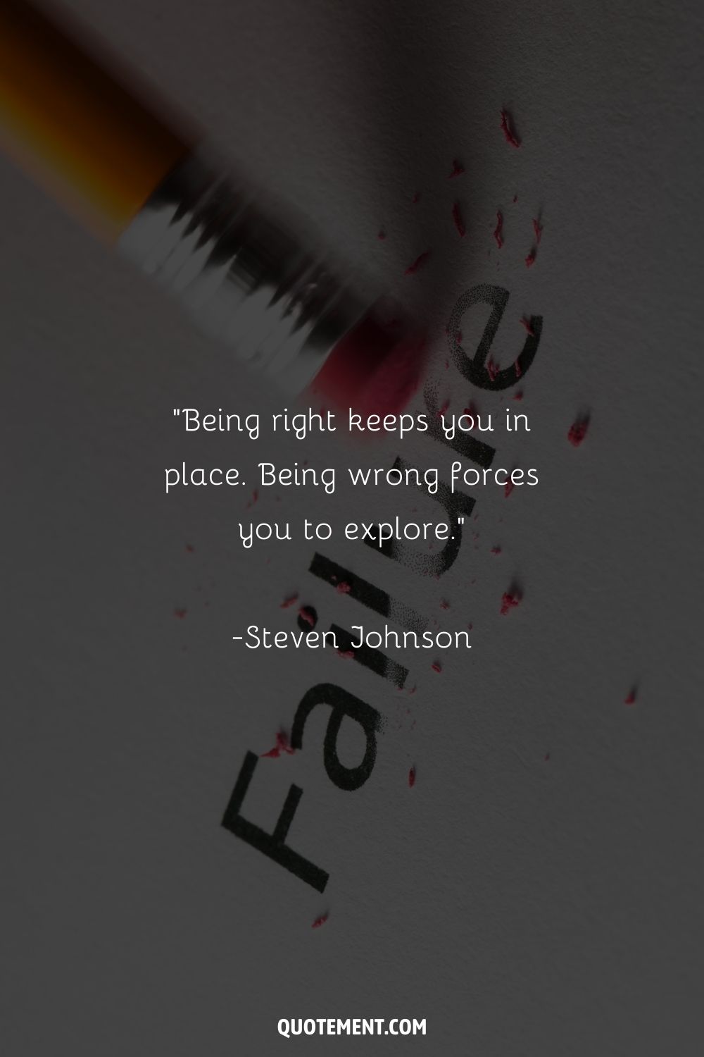 “Being right keeps you in place. Being wrong forces you to explore.” ― Steven Johnson, Where Good Ideas Come From The Natural History of Innovation