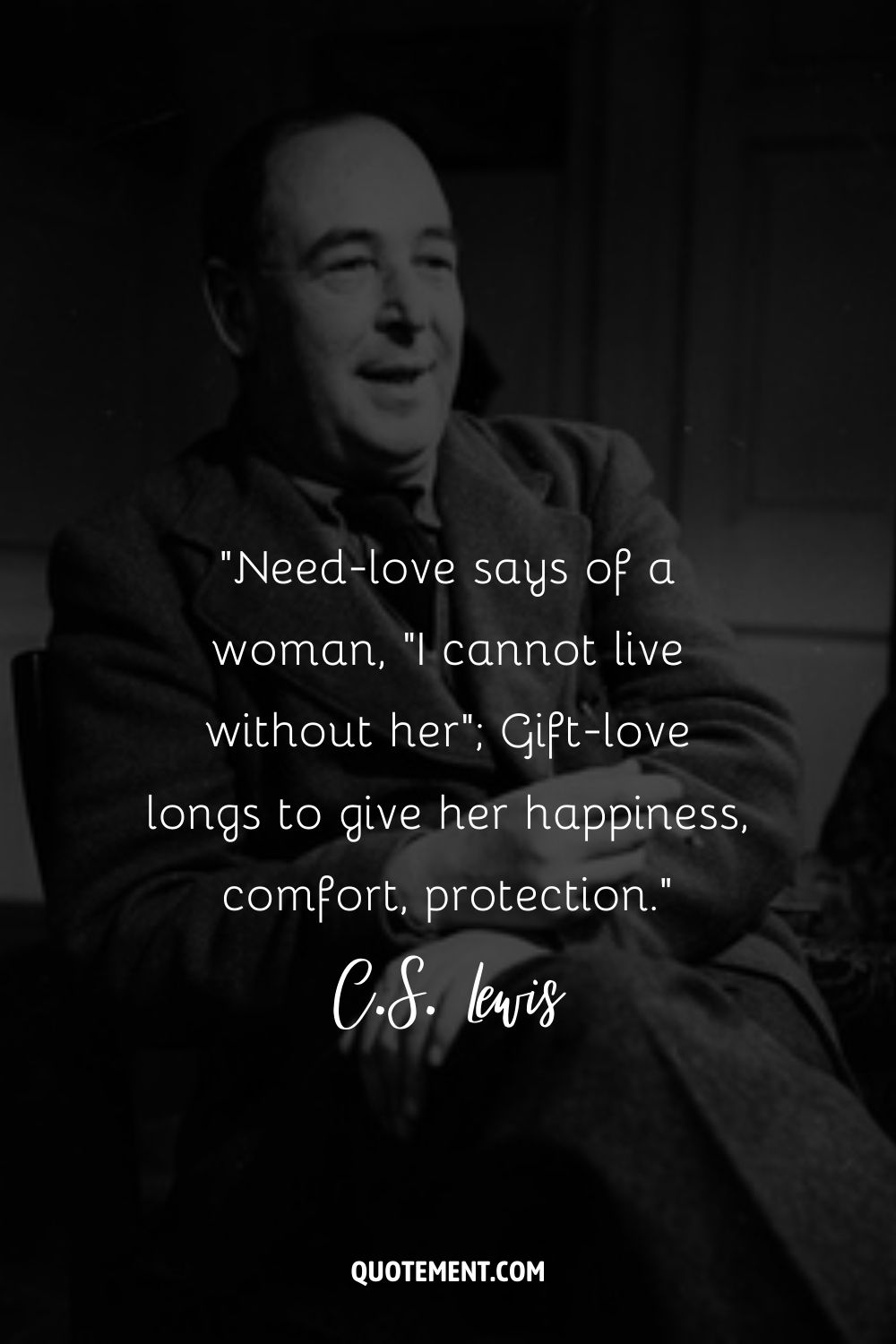 C.S. Lewis in a chair exuding relaxed elegance