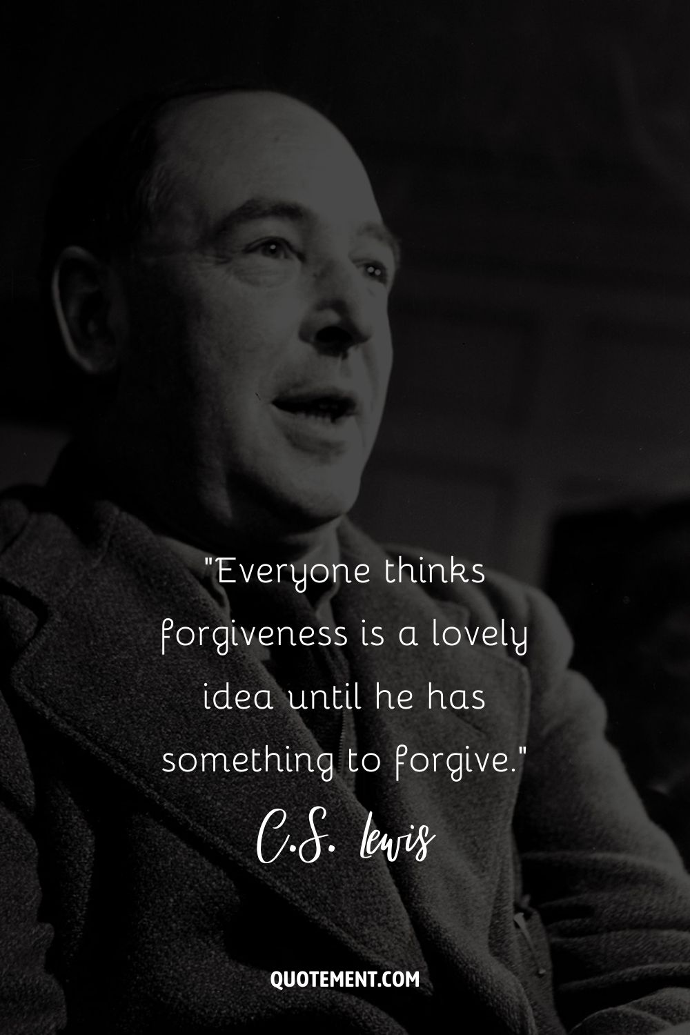 C.S. Lewis with his open mouth suggesting a moment of expression