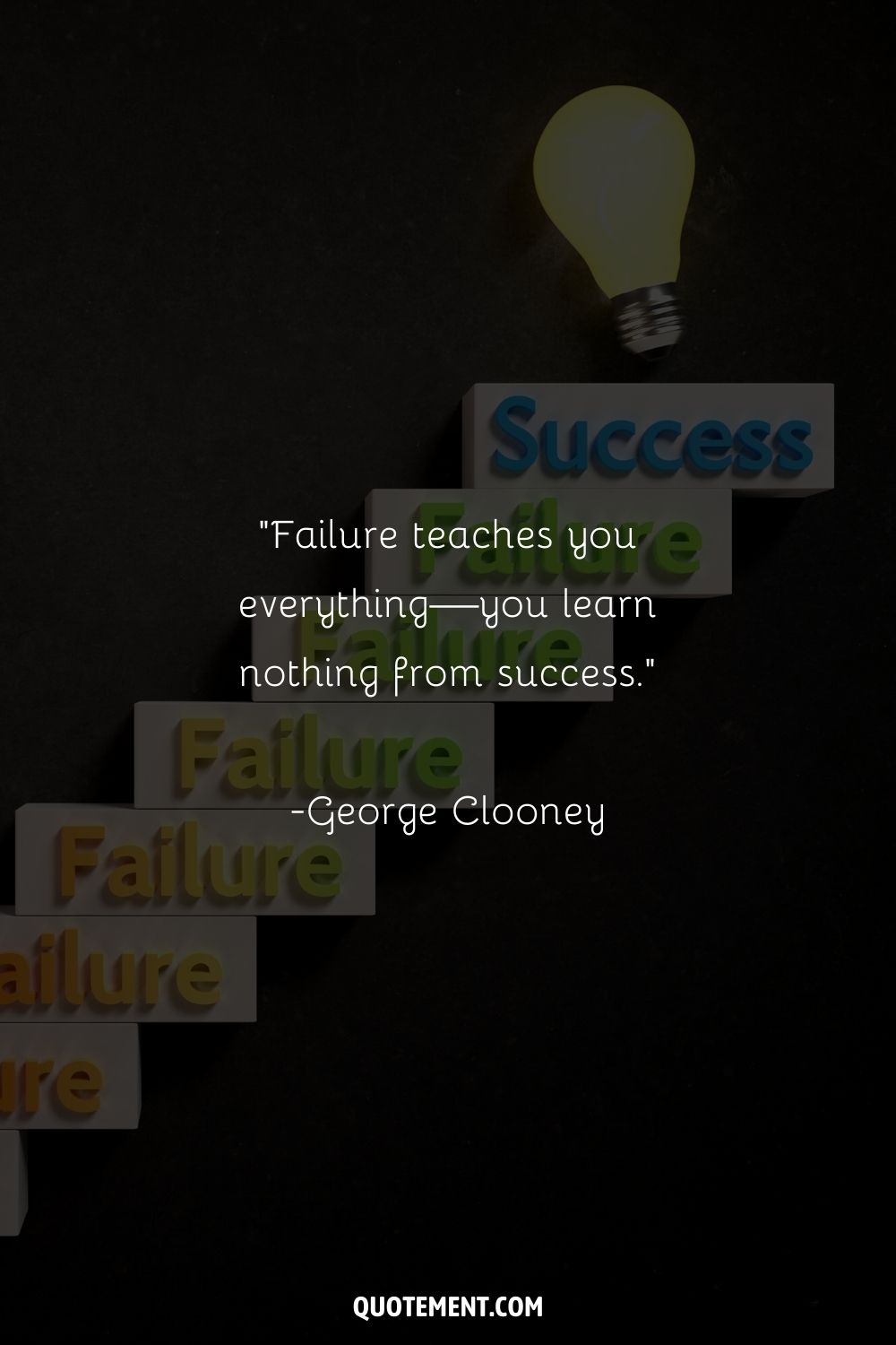 “Failure teaches you everything—you learn nothing from success.” ― George Clooney