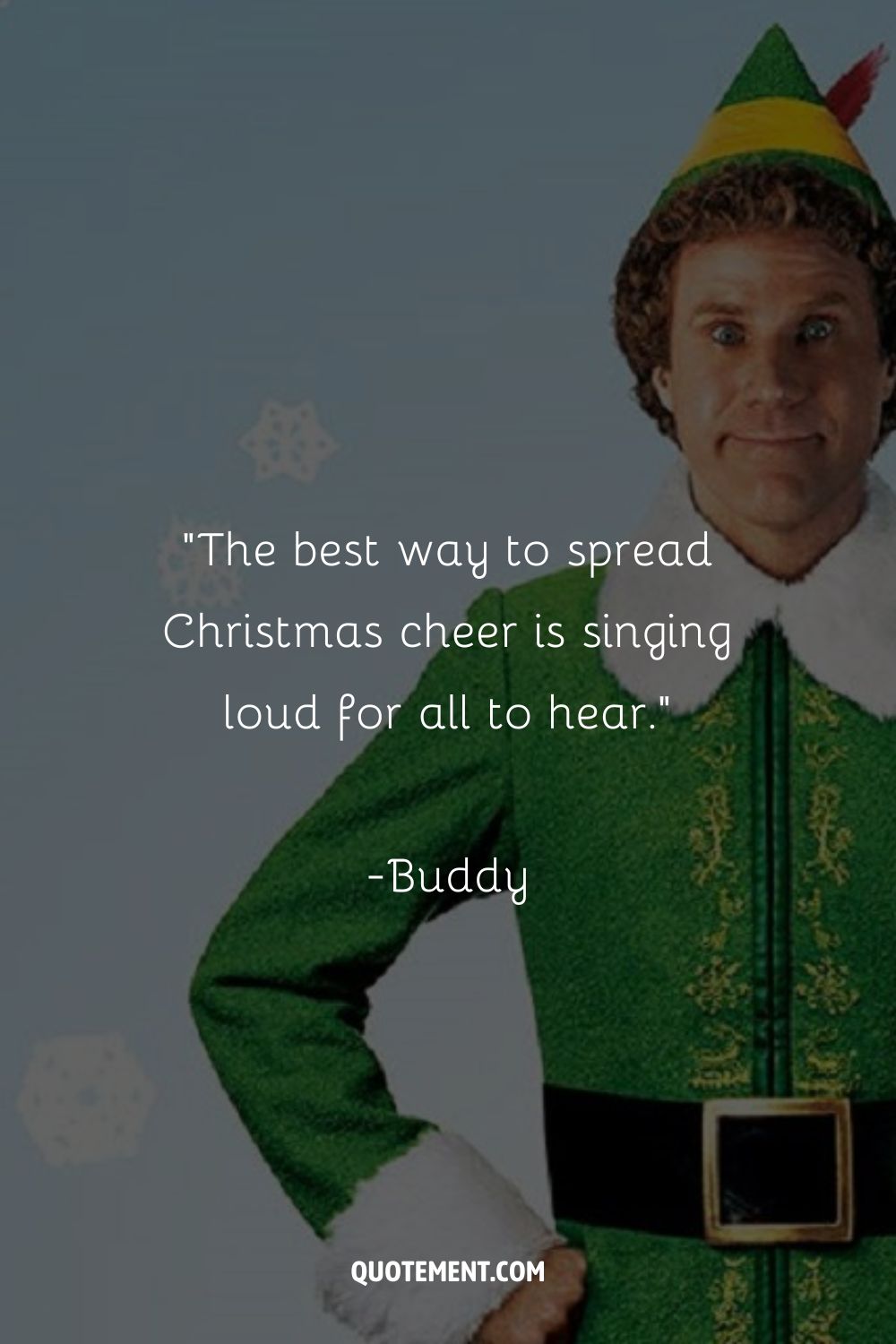 Image of Buddy the Elf standing representing the greatest Elf quote.