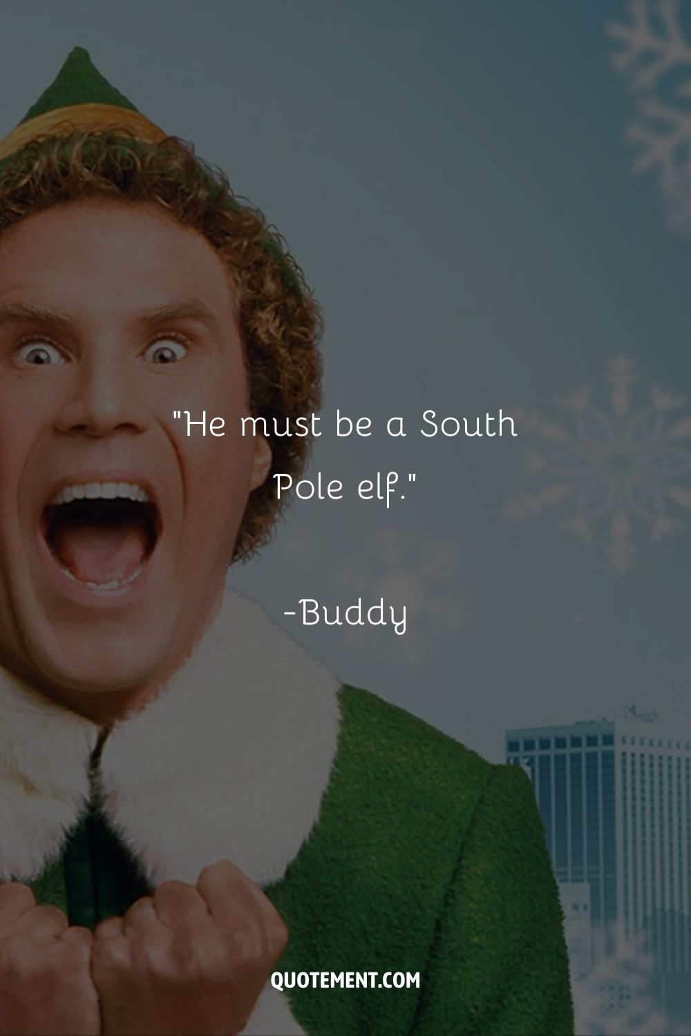 In the holiday spirit, Buddy shares cheerful vibes.