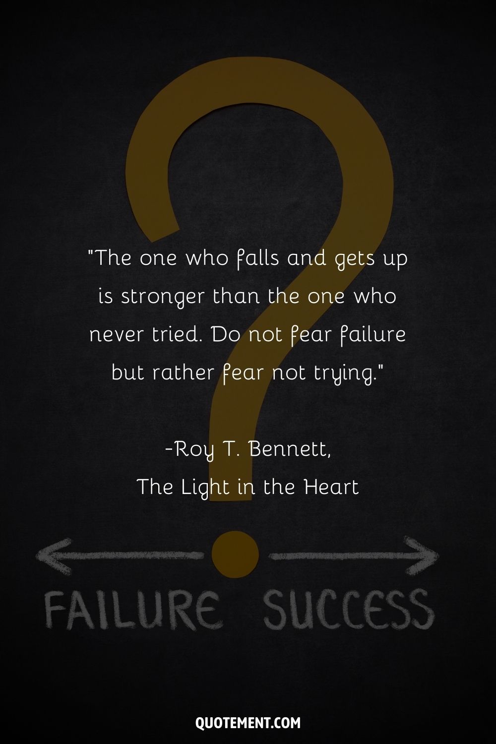 “The one who falls and gets up is stronger than the one who never tried. Do not fear failure but rather fear not trying.” ― Roy T. Bennett, The Light in the Heart