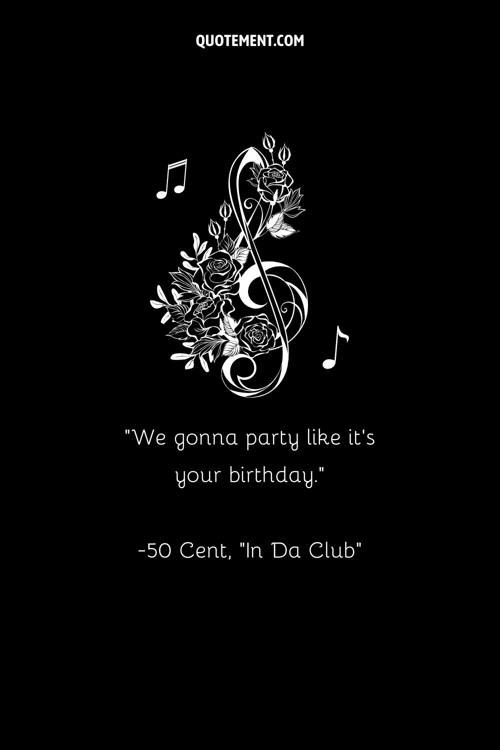 Treble clef illustration representing lyrics about partying.