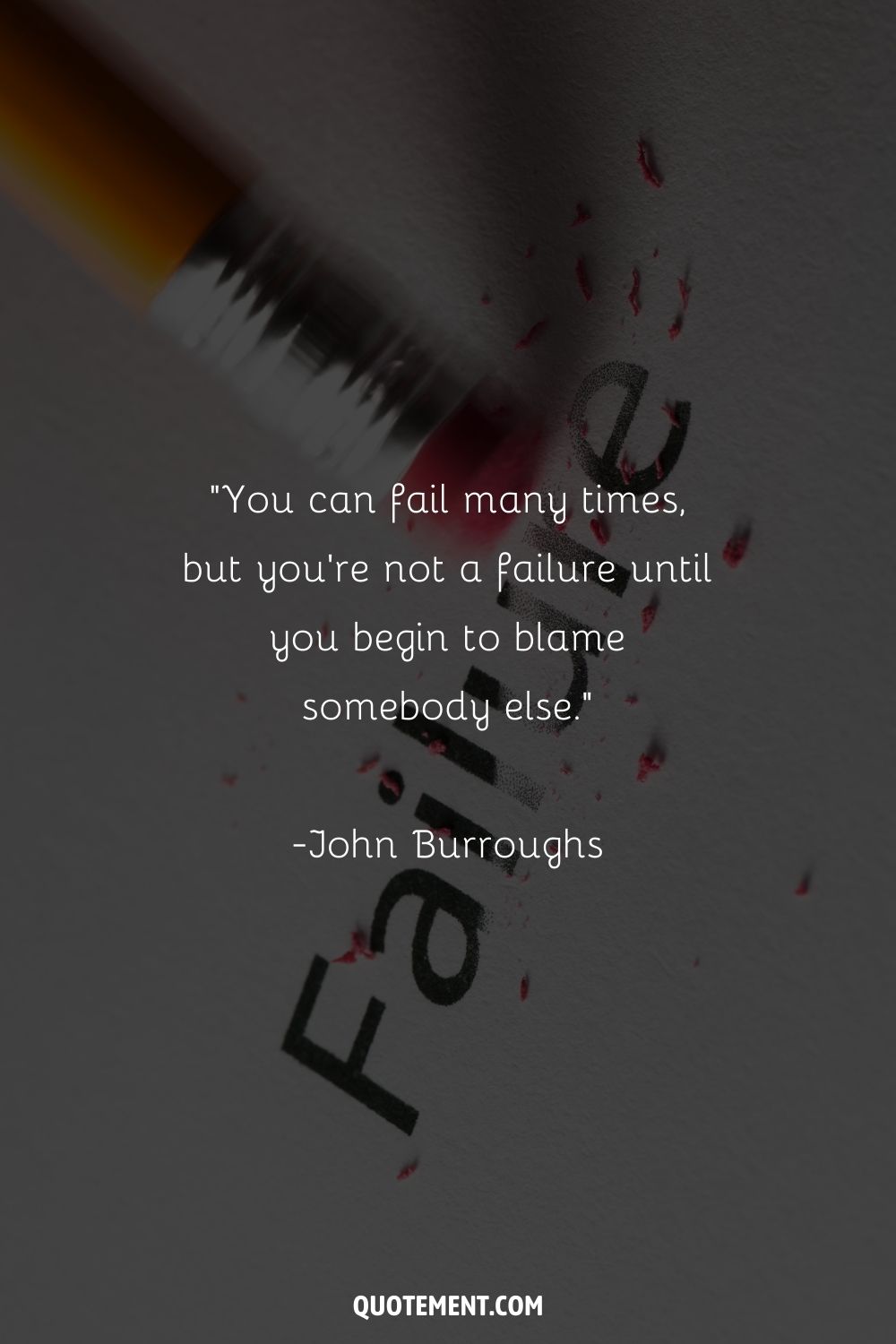 “You can fail many times, but you're not a failure until you begin to blame somebody else.” ― John Burroughs