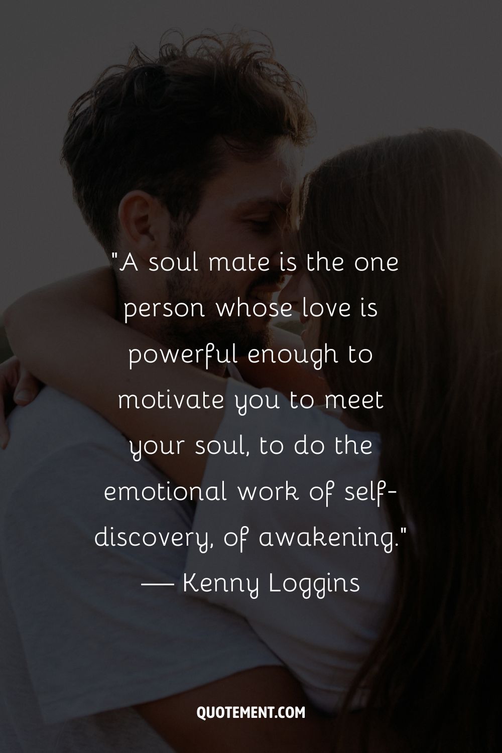 a beaming couple sharing a warm embrace representing the loveliest soulmate quote