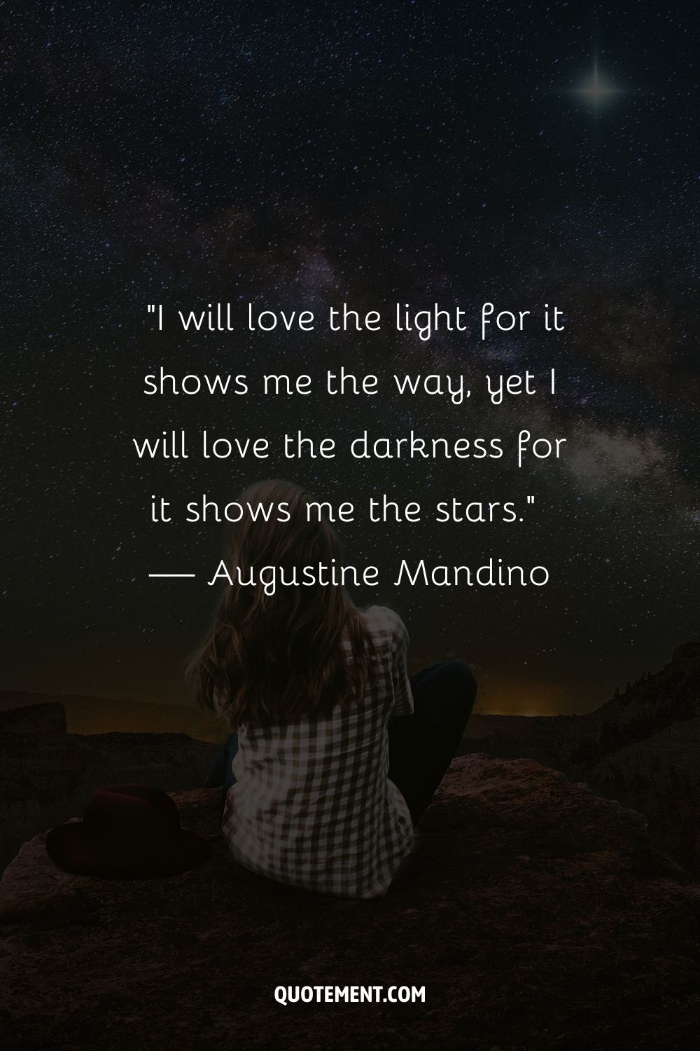 A woman looking at the stars representing the best star quote
