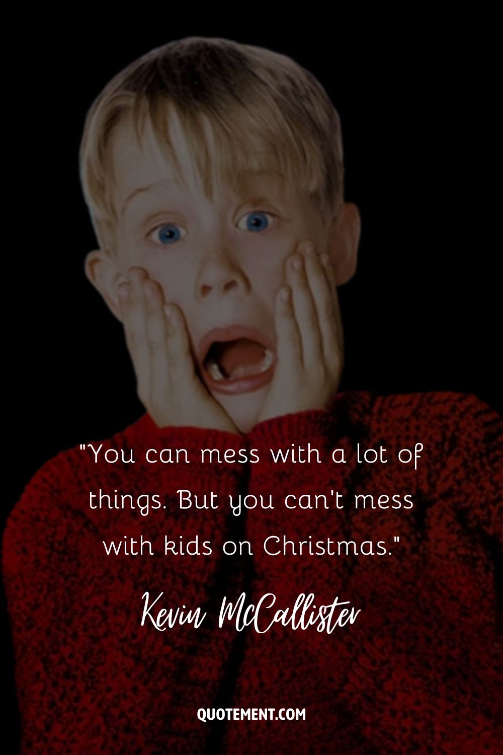 Kevin McCallister in a scared expression representing the best home alone quote
