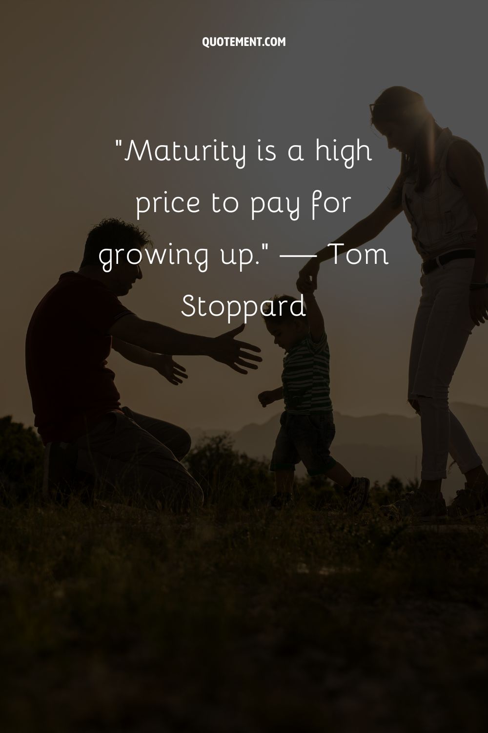 Mom, dad and little one together representing a quote about maturity.