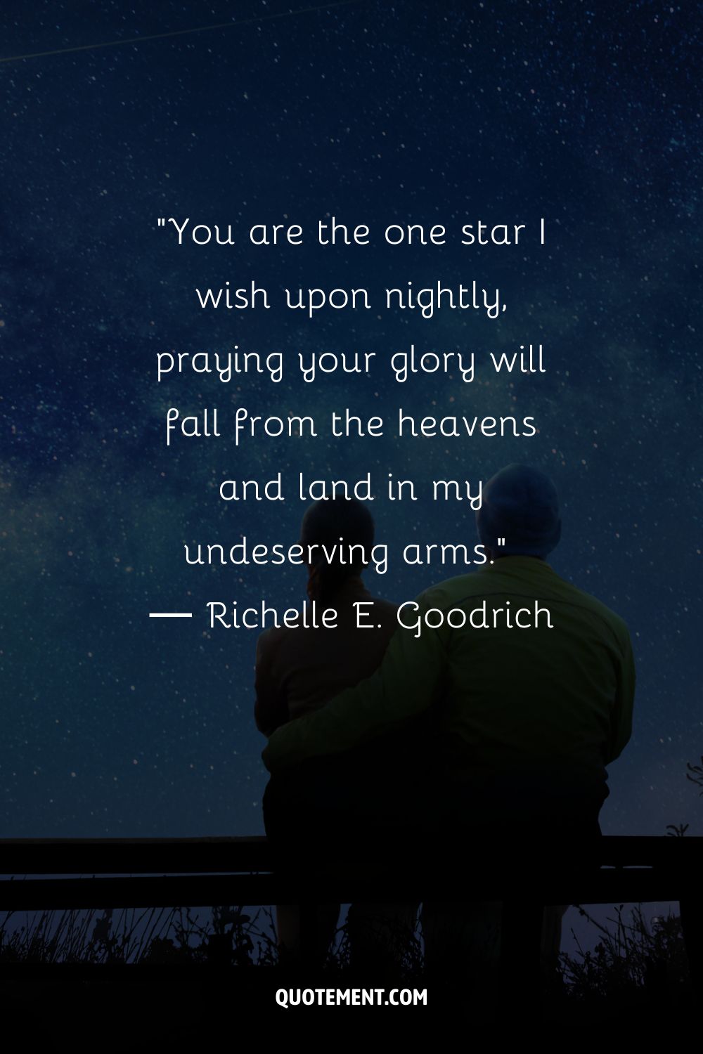 Two figures seated in the darkness, sharing the beauty of a starlit sky representing a stars in the night quote
