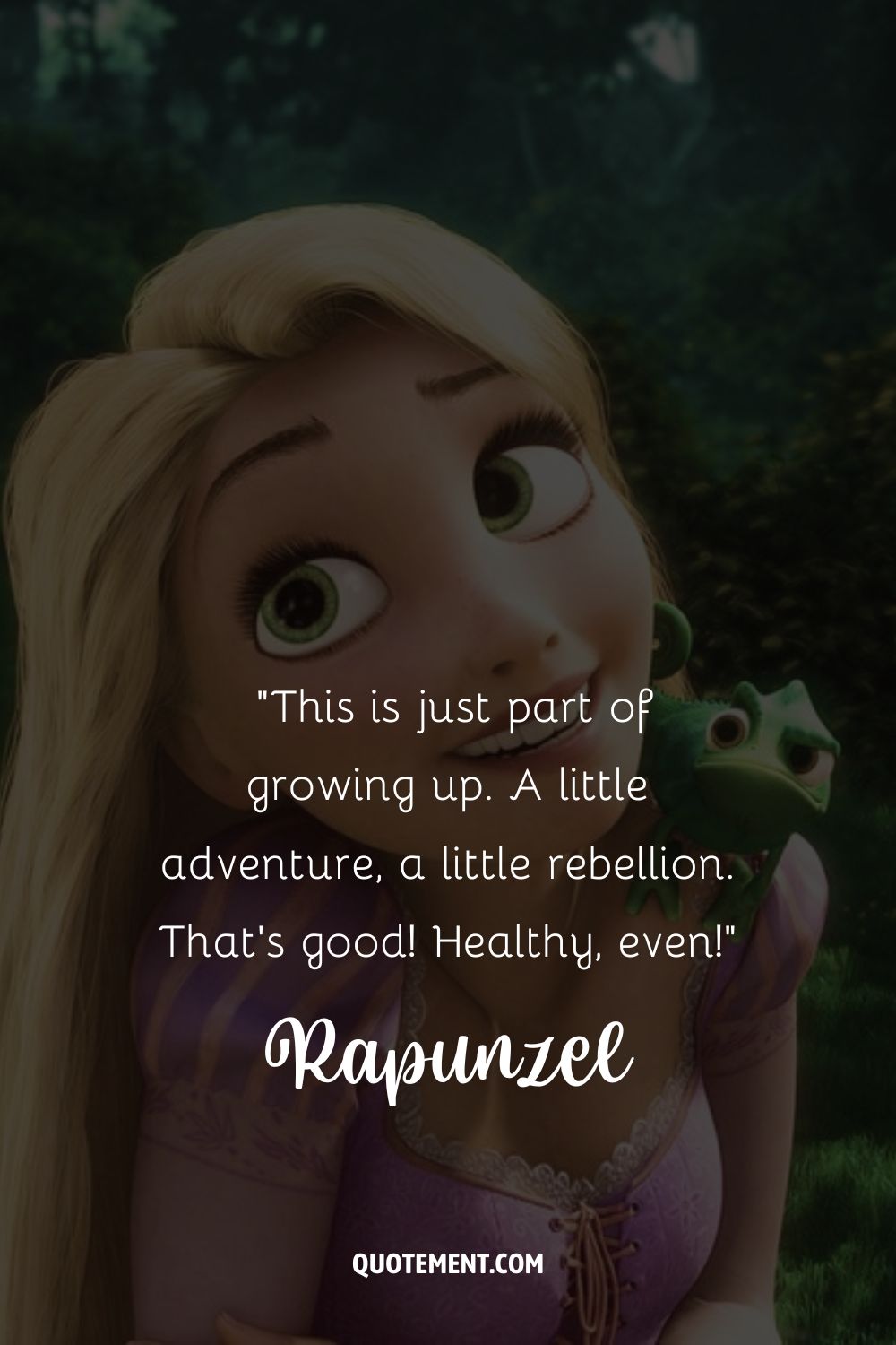 una imagen de rapunzel luciendo linda representando a rapunzel enredada cita