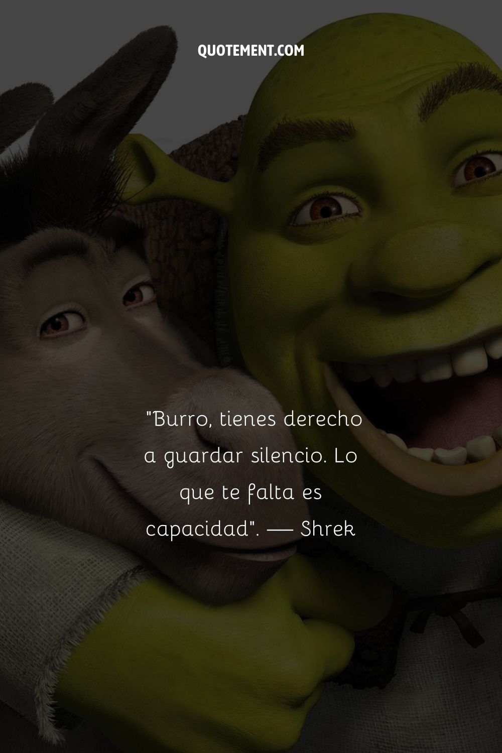 Una imagen de Shrek y Burro representando la mejor cita de Shrek.