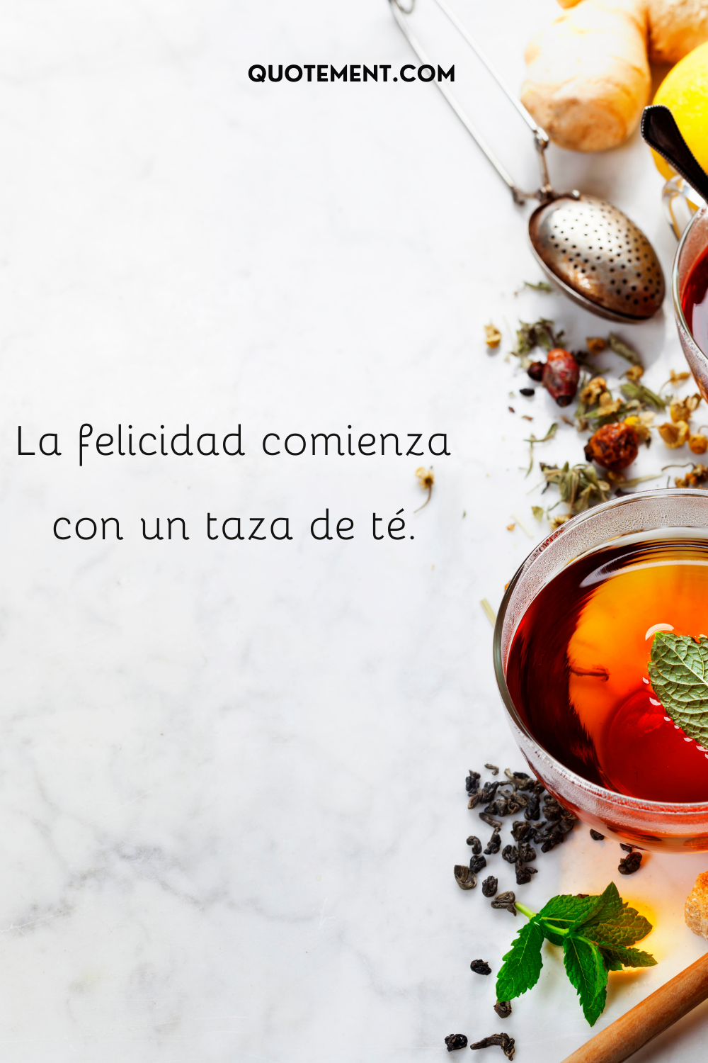 La felicidad empieza con una taza de té.