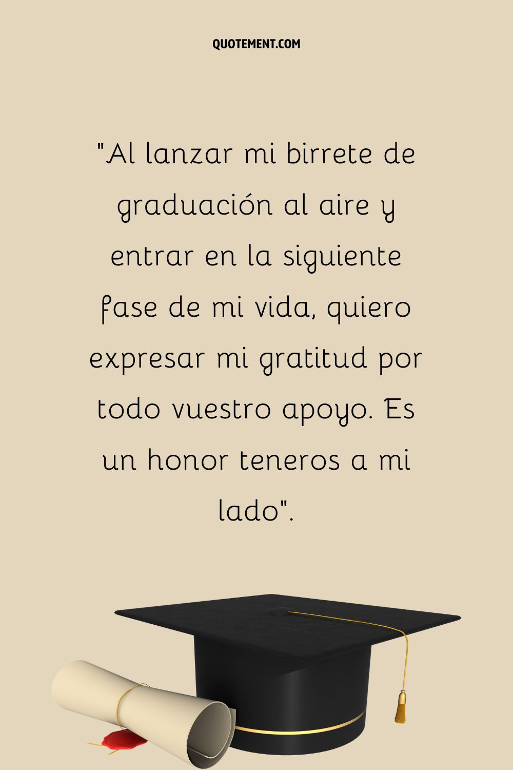 diploma y un birrete académico que representan el mejor mensaje de agradecimiento de graduación