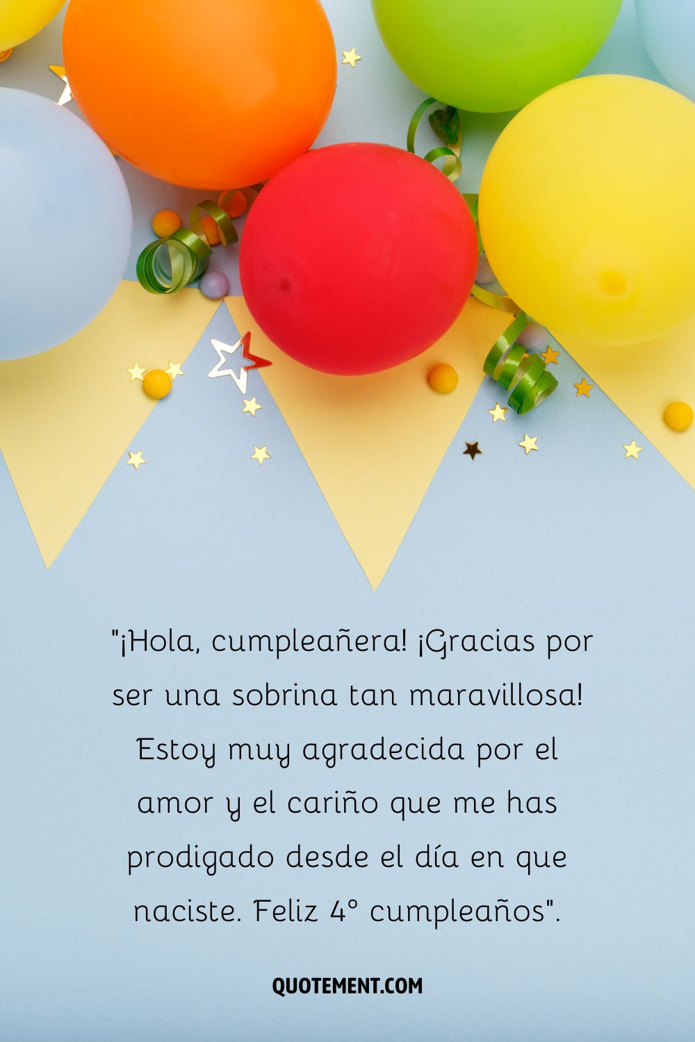 feliz 4 cumpleaños sobrina imagen representada por globos de colores