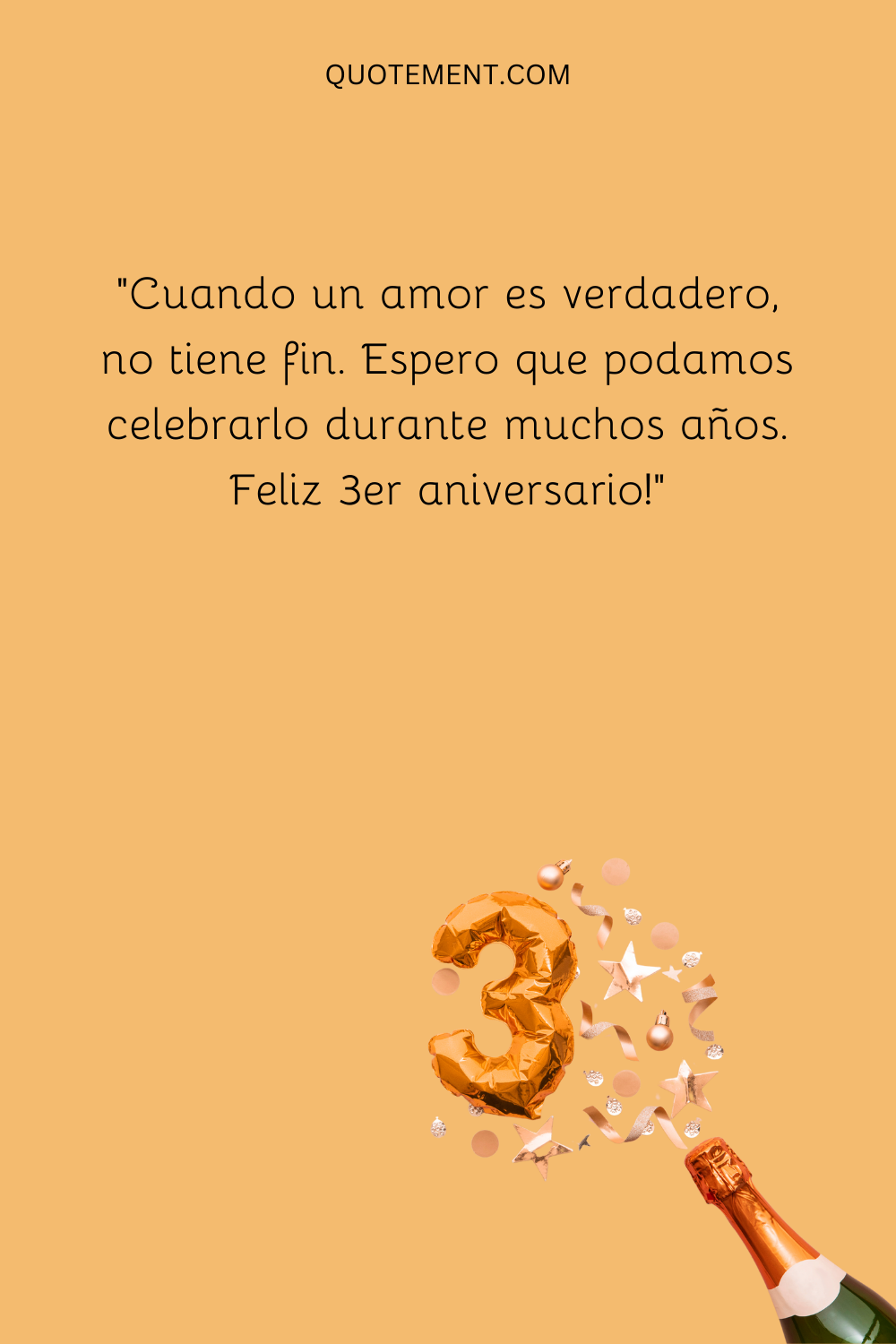 "Cuando un amor es verdadero, no tiene fin. Espero que podamos celebrarlo durante muchos años. Feliz tercer aniversario".