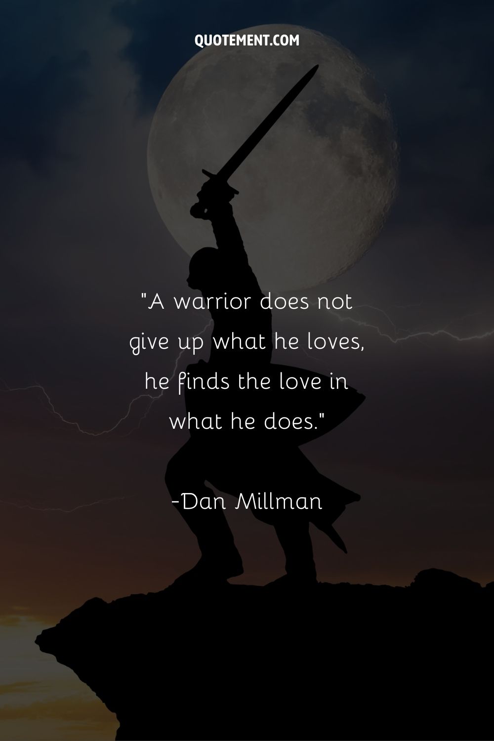A silhouette of a warrior holding a sword representing the top warrior quote