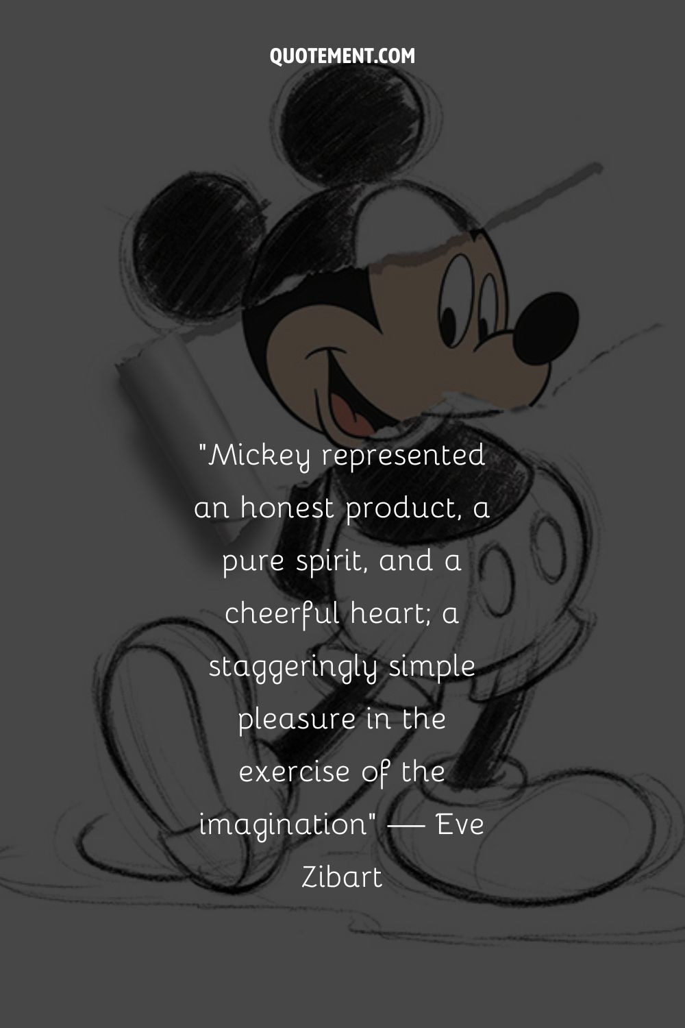 A sketch of Mickey Mouse with a happy expression

