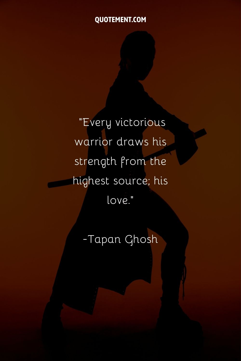 A warrior in shadow representing an inspiring warrior quote