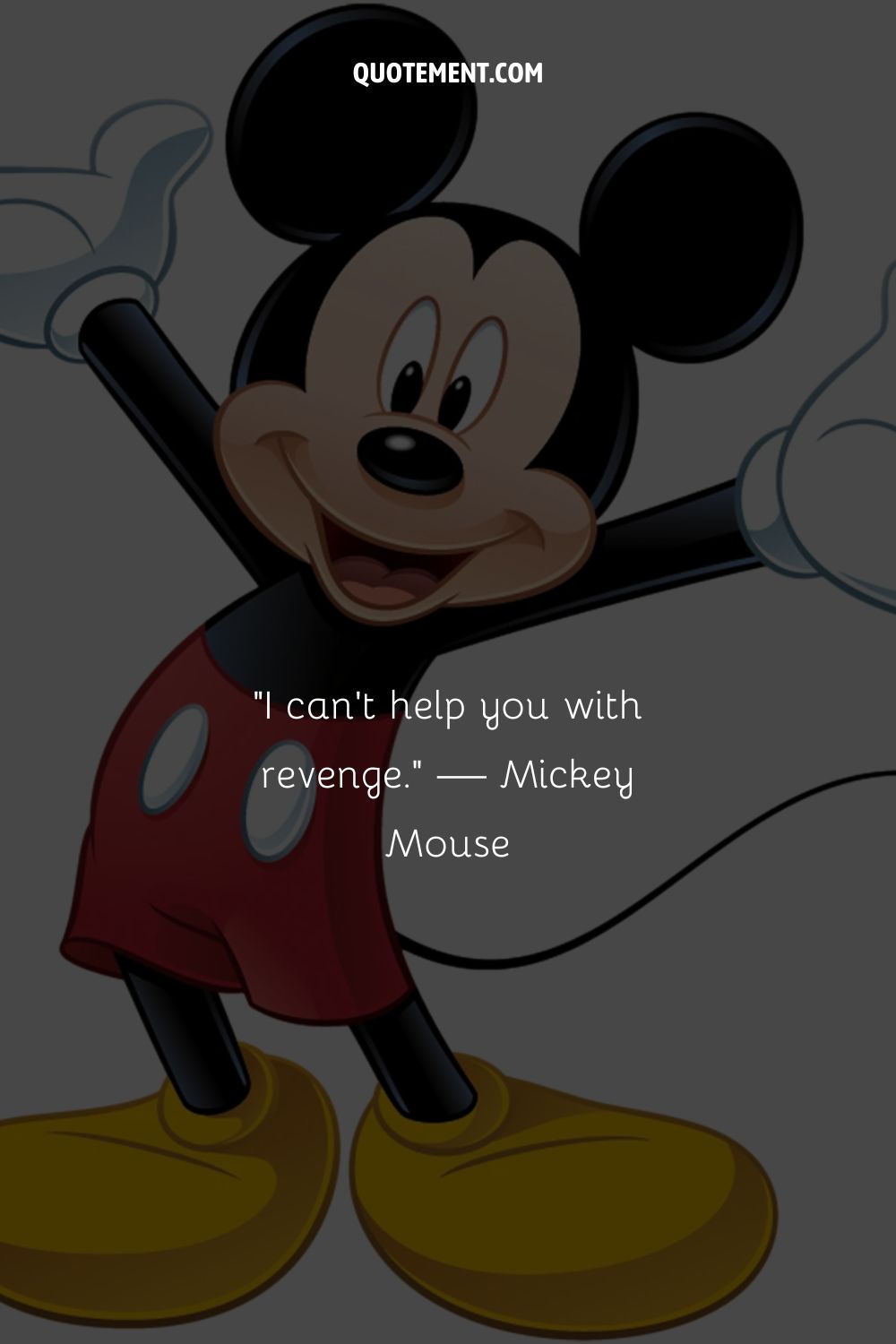 Illustration of Mickey Mouse with raised arms representing a positive Mickey Mouse quote
