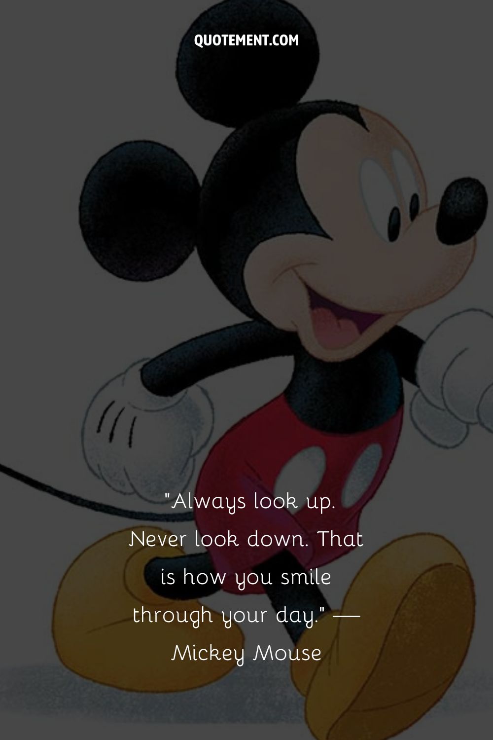 Illustration of a walking Mickey Mouse representing the top Mickey Mouse quote
