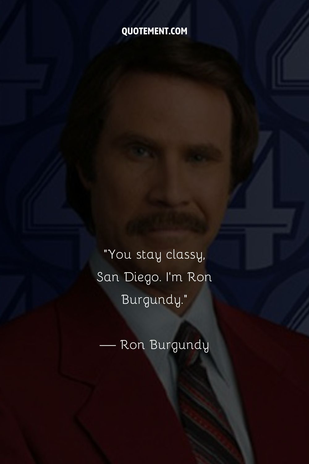 Portrait of the famous anchorman representing the best of Ron Burgundy quotes.