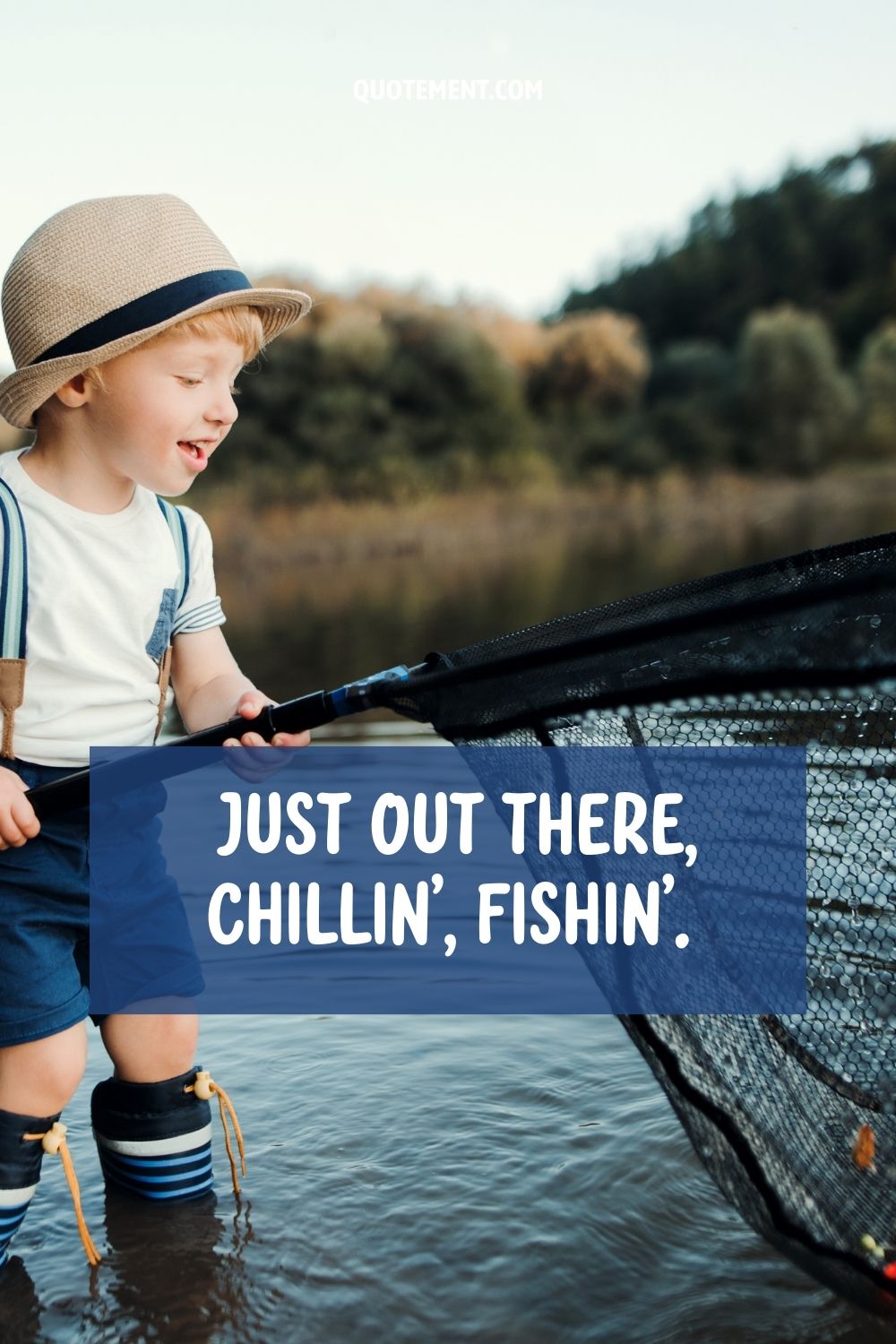 a little boy catching fish