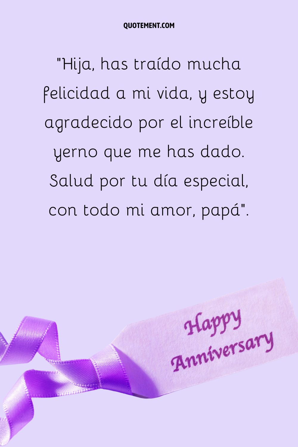 deseo de aniversario en papel atado con una cinta morada