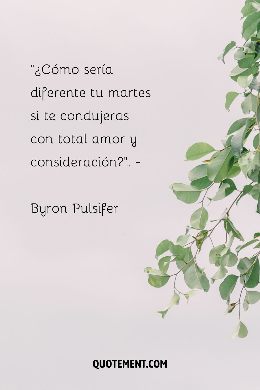 "¿Cómo sería diferente tu martes si te condujeras con total amor y consideración?" - Byron Pulsifer