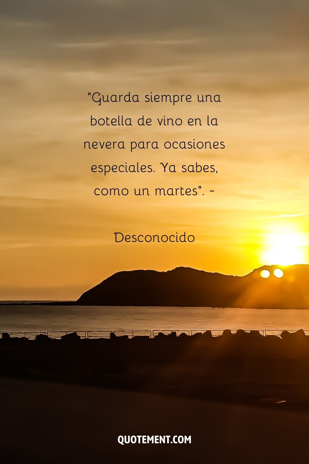 "Ten siempre una botella de vino en la nevera para ocasiones especiales. Ya sabes, como un martes". - Desconocido