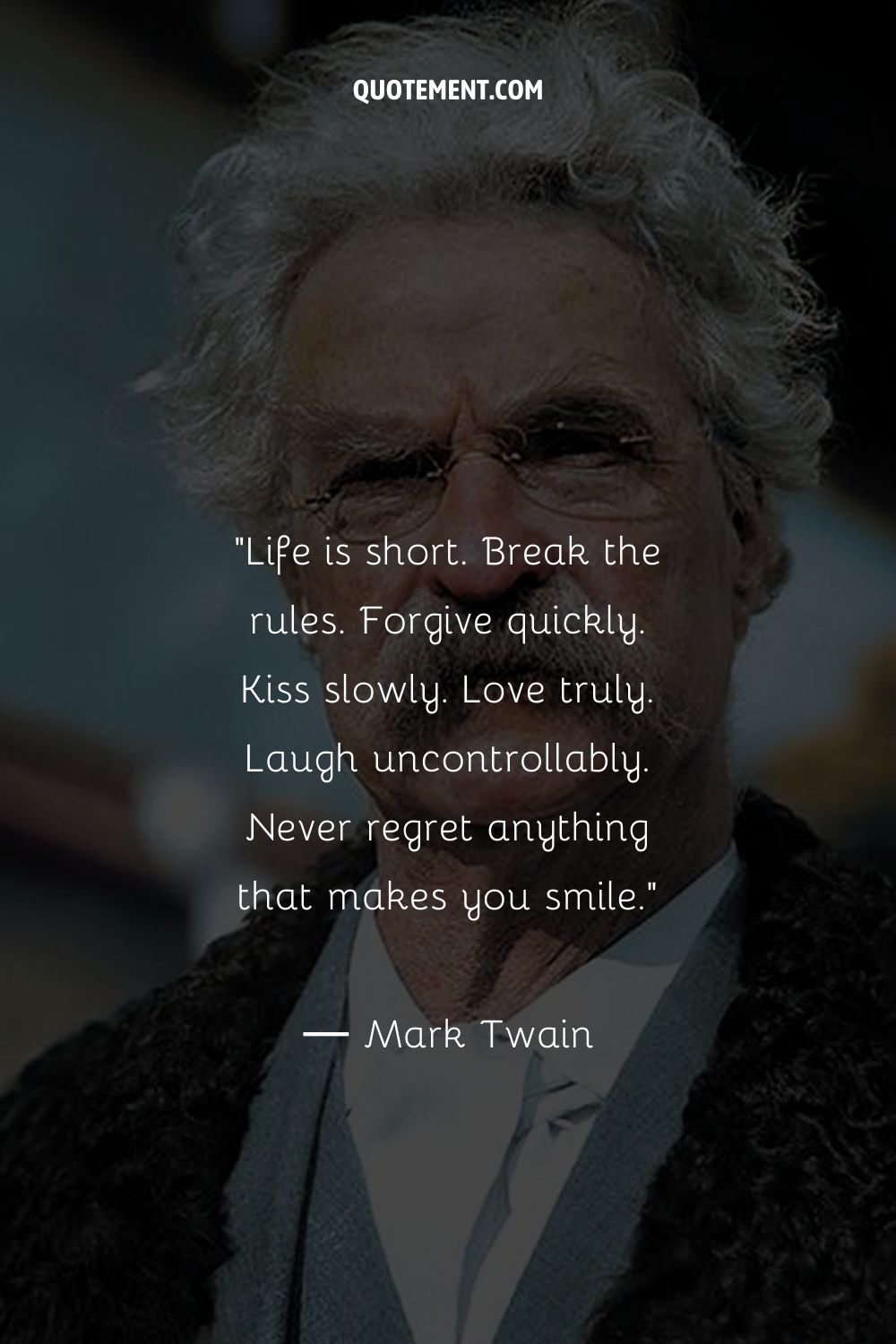 A close-up of a frowned Mark Twain representing a famous Mark Twain quote
